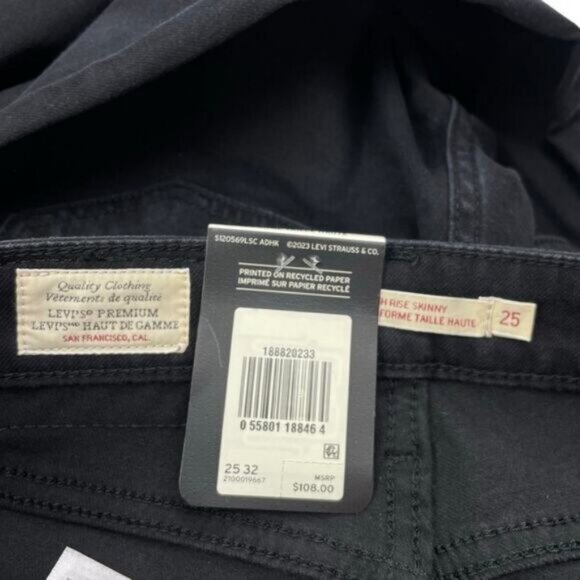 Levi's 721 High Rise Skinny Jean Size 25 Long Shot - Black - Picture 3 of 8